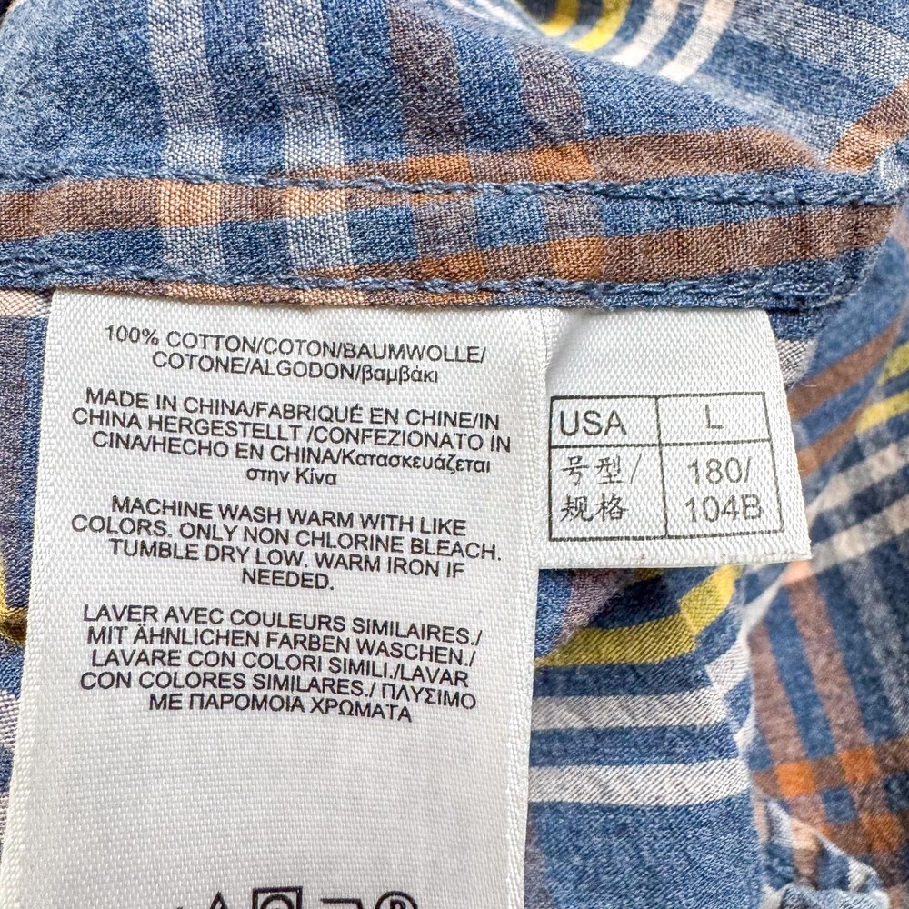 Brooks Brothers 346 Shirt Mens Large Blue Orange Plaid Slim Fit Button Down‎ - Picture 8 of 11